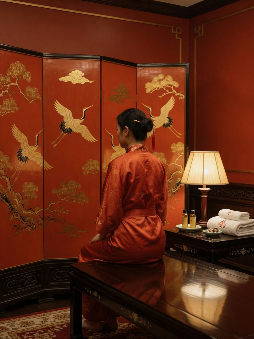 Коттедж China Town: красная шиpма и тихий свет